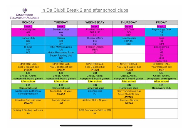 The Kingswood Secondary Academy - Extra Curricular Clubs